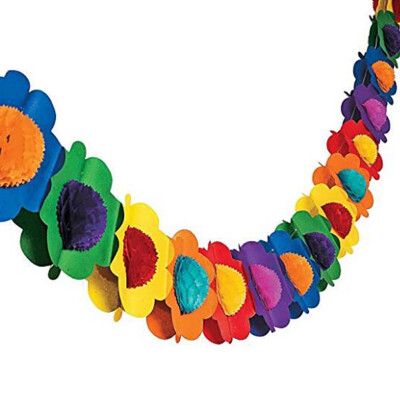 

Hawaii Festival Colorful Tissue Flower Garland Banner Coconut Leaves Bunting Garland Decor Hawaiian Party Supplies Wholesale