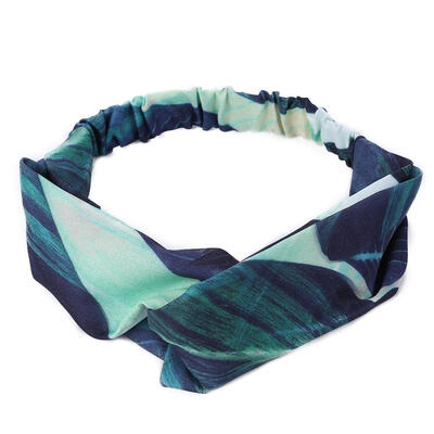 

Women Headband Vintage Cross Elastic Hair Bands Leaf Print Girls Headwear