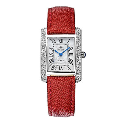 

WWOOR 2016 Fashion Brand Luxury Women Watches Diamond Rhinestone Genuine Leather Strap Quartz Ladies Casual Wristwatch 30M Water-P