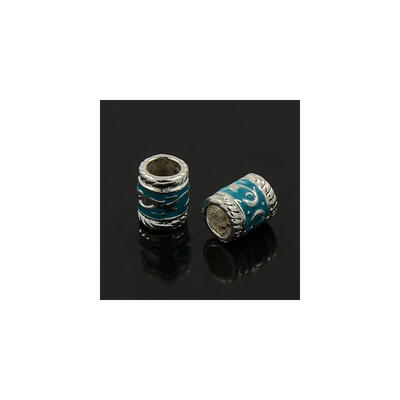

Alloy European Beads Enamel Tube Silver Color about 7mm wide 85mm long hole 5mm