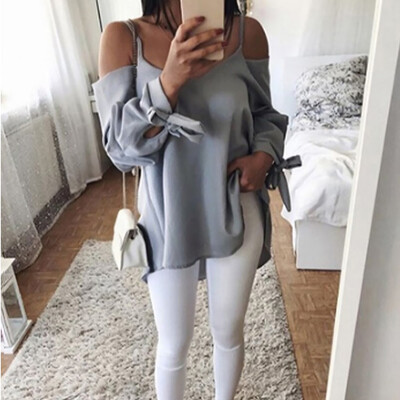 

Womens Tops Ladies Shirts Party Summer Lace Up Blouse Fashion Loose Fit