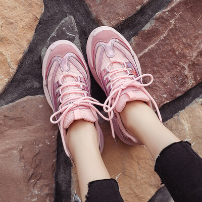 

Spring Chinese Red Thick Bottom Ladder Daddy Shoes Laser Surface Leisure Fashion Sequins Sports Tide Shoes