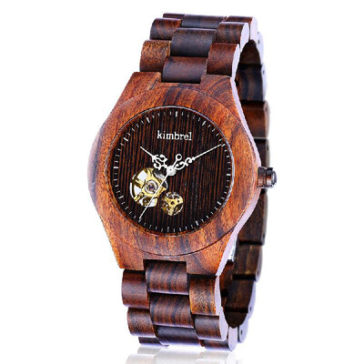 

Kimbrel Trendy Style Men Women Unisex Sandalwood Wood Wooden Automatic Mechanical Self-winding Watch Wristwatch 10m Water Resistan