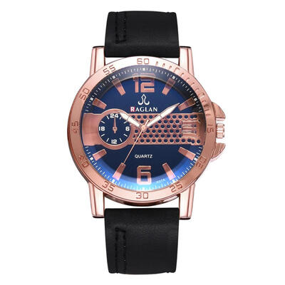 

Rose Gold Men PU Leather Watches Quartz Digital Analog Casual Wristwatch