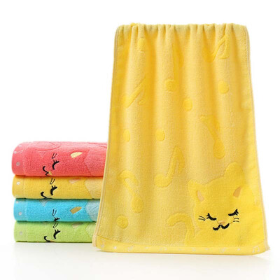 

Bamboo Fiber Childrens Jacquard Embroidered Musical Notes Cat Soft Absorbent Towel Bathroom Products