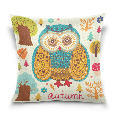 

ALAZA Thanksgiving Throw Pillow Cover 16 X 16 inch Cushion Cover with Background Wiht Owls Printed Pillowcase