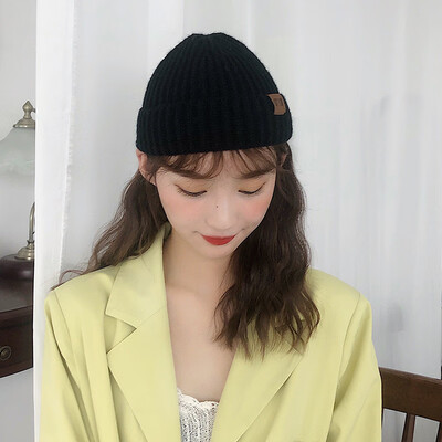 

Ins hats women autumn&winter womens&winter dome-cap Korean-style black-and-white-cap street-cold-hat male