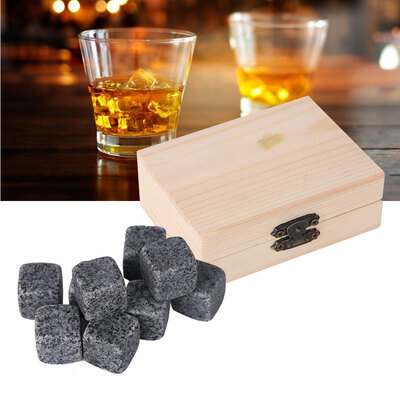 

Greensen Drink Chiller Stones9Pcs Whisky Wine Chilling Stones Set Bar Home Drink Chiller Stones Rocks Wooden Box Packaging