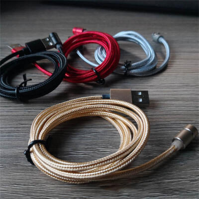 

USB Magnetic Cable 90 Degree Angle Micro USB Type C Lightning Nylon Braided Cord With Led Light-MICRO USB