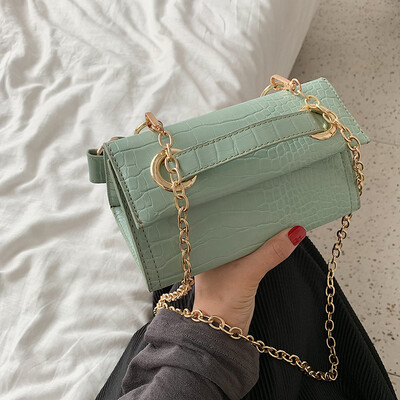 

Small bag female new wild crocodile pattern shoulder diagonal package fashion chain small square package tide
