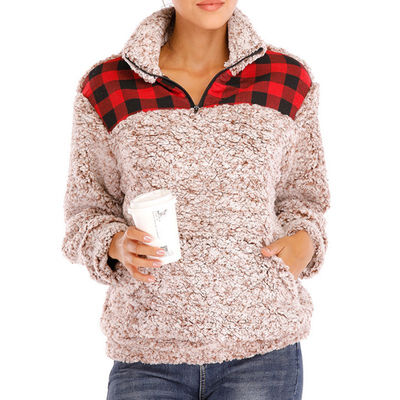 

Women Autumn Stylish Collar Color-blocked Keep Warm Loose Long Sleeve Hoodie
