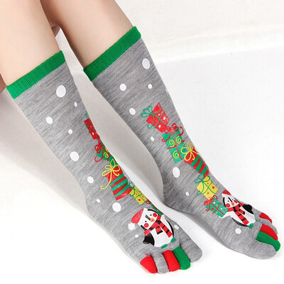 

2019 New Fashion Women Funny Cartoon Printed Toe Socks Cotton Five Fingers Socks Casual Soft Socks Women Christmas Sock