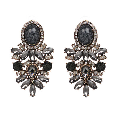 

Handmade Vintage Flower Rhinestone Stud Earrings Jewelry 2019 Big New Statement Fashion Crystal Earring For Women C3506