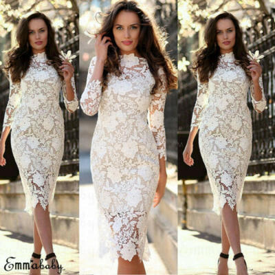 

Women Formal Long Lace Dress Prom Evening Party Cocktail Bridesmaid Wedding Gown