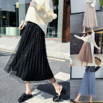 

New Retro Women Casual Beach Swing Elastic Waist Skirt Long Maxi Dress