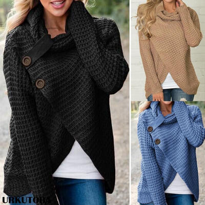 

Women Warm Knit Cardigan Button Long Sleeves Sweater Pullover Outwear