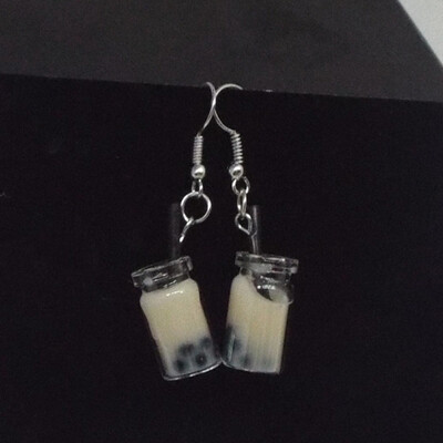 

Personality Pearl Milk Tea Earrings Womens Fashion Drink Jewelry Funny Creative Hand-Made Diy Birthday Gifts