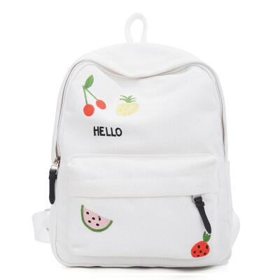 

Fruit Print Travel Backpacks Women School Bags Canvas Knapsack Rucksack
