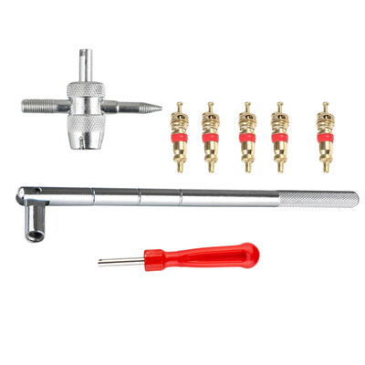 

9set Bicycle Valve Replacement Kit Four-in-one Valve Stem Puller Tools Metal