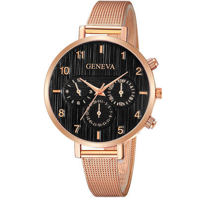 

GENEVA Female Watch Cool Girl Metal Mesh Band Stainless Steel Quartz Writwatch Sport Business Luxury Watches Relogio Feminino