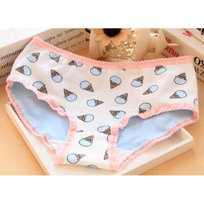 

Womens Briefs Korea-based Ice Cream Cute Panties Low-rise Lace Underwear