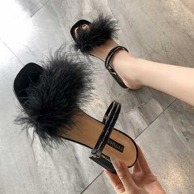 

Mao Mao slippers womens summer Korean version of foreign wear social fashion Joker sandals spring thick heel