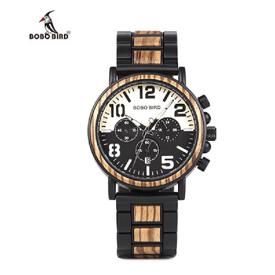 

BOBOBIRD R25-1 Men Quartz Watch Wooden Band Fashion Multifunction Wristwatch 3ATM Luminous Display Chronograph Calendar Date Displ