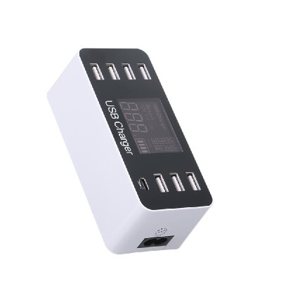 

8-Port USB Charger LCD Display Power Adapter with Type-C Port Multi-functional Charger Station for Home Office&Travel