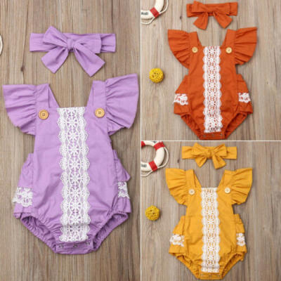 

Newborn Infant Baby Girl Summer Ruffles Romper Bodysuit JumpsuitDress Outfit