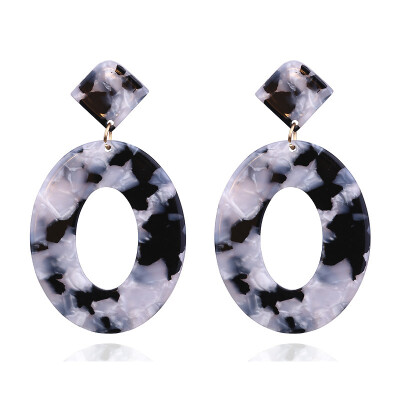 

EK301 Fashion Acrylic Resin Oval Dangle Earrings For Women Geometry Big Circle Tortoiseshell Earrings Acetate Brincos ZA Jewelry