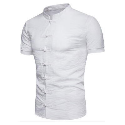 

SUNSIOM Mens Summer Chinese Style Shirt Short Sleeve Casual Shirt Cotton T-Shirts