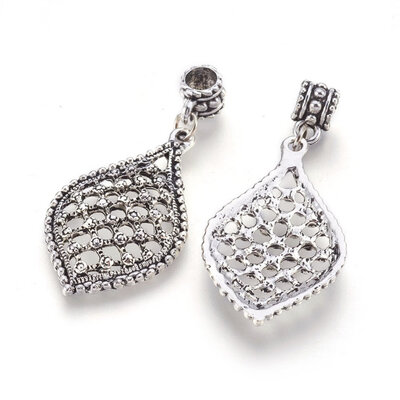 

Alloy European Dangle Beads Large Hole Pendants Leaf Antique Silver 47mm Hole 45mm