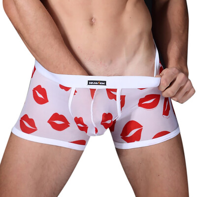 

Tailored Mens Sexy Underwear Sports Underwear Lips Printed Underwear