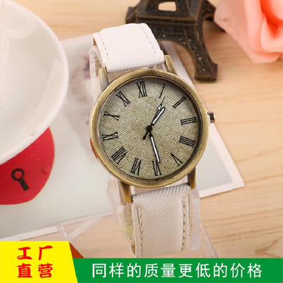 

Canvas universal adult watch creative denim belt punk watch fashion quartz watch factory wholesale black