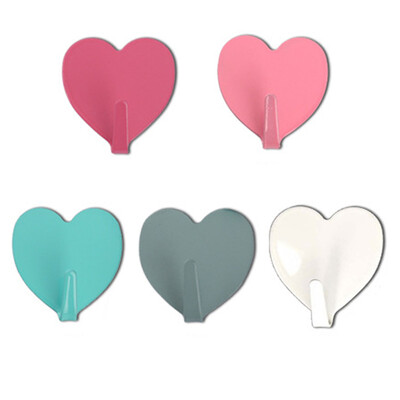 

Heart Shaped Self Adhesive Key Towel Cloth Hooks No Drilling Required Sticky Stainless Steel Organizer