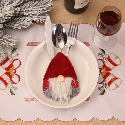 

Siaonvr Christmas Decorative Tableware Fork Set Christmas Hat Storage Tool