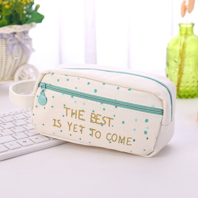 

Siaonvr Brief Style Green Canvas Large Capacity Pen Pencil Bag Stationery Storage Organi