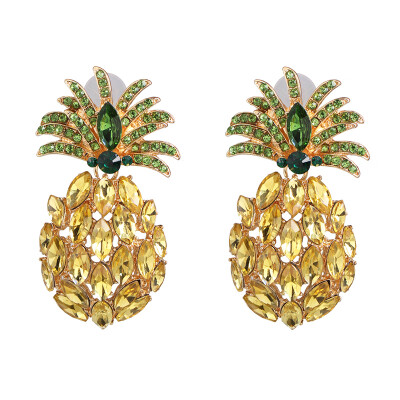 

2019 new Pineapple fruit Crystal Drop Dangle Earrings for Women Boho Rhinestone Statement Earring Fashion holiday Jewelry Bijoux