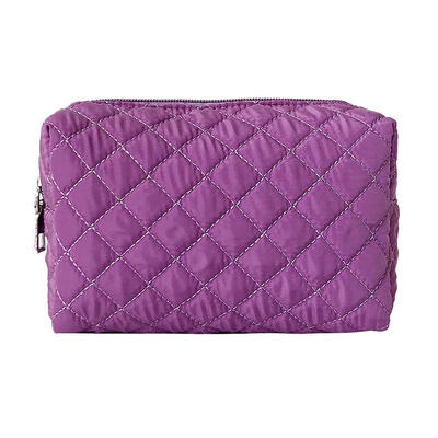 

Waterproof Nylon Solid Color Clutch Women Lattice Print Travel Makeup Bags