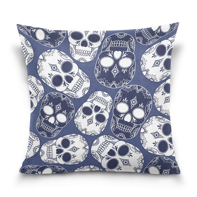 

ALAZA Throw Pillow Cover 16 X 16 inch Christmas Gift Cushion Cover with Pattern With Skulls Printed Pillowcase