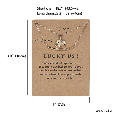 

Fashion Animal Necklace Golden Plated Lucky Us Elephant Double Balance Alloy Clavicle Bone Pendant Short Necklace