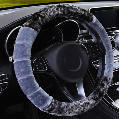 

Universal Gray Winter Warm Soft Fuzzy Plush Car Steering Wheel Cover 38cm15inch