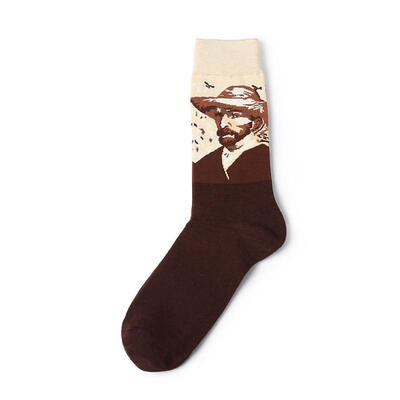 

3D Retro Creative Oil Painting Art Socks Funny Patterned Cotton Tube Socks For Men 1 Pair