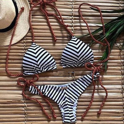 

Roseonmyhand Women Sexy Striped High Elastic Swimsuit Swimsuit Bikini