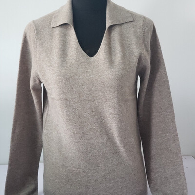 

SHAN YANG WANG GUO V-neck polo pullover womens sweater 6640