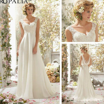 

UK Stock Vintage Long Wedding Ball Gown Evening Formal Prom Bridesmaid Dresses