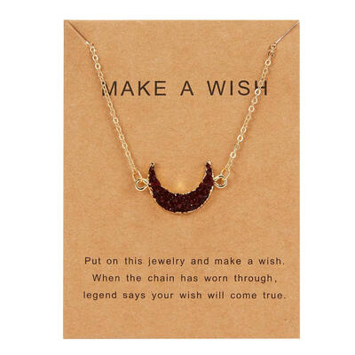 

New Creative Colorful Moon Natural Stone Resin Pendant Necklace Women Gold Chain Charm Necklace for Female Fashion Jewelry Gift