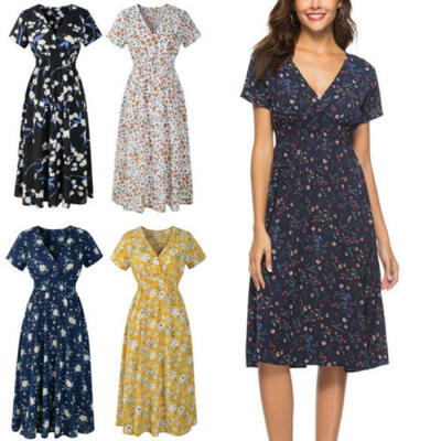 

Women Floral Boho Sundress Summer Holiday Beach Strappy Maxi Mini Midi Dress