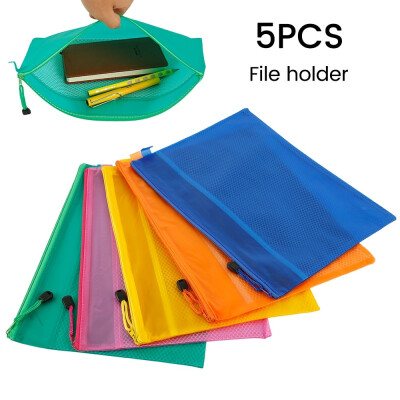 

5PCS A4 Zip Bag Document Storage Wallet File Folder Paper Archive Zipped