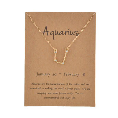 

Brown Card Fashion Jewelry Zodiac Crystal Star Sign 12 constellation Pendant Necklace For Women